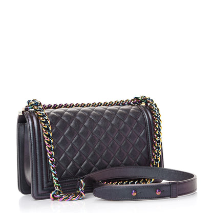 Chanel Iridescent Goatskin Quilted Medium Boy Flap Purple 3 of 11