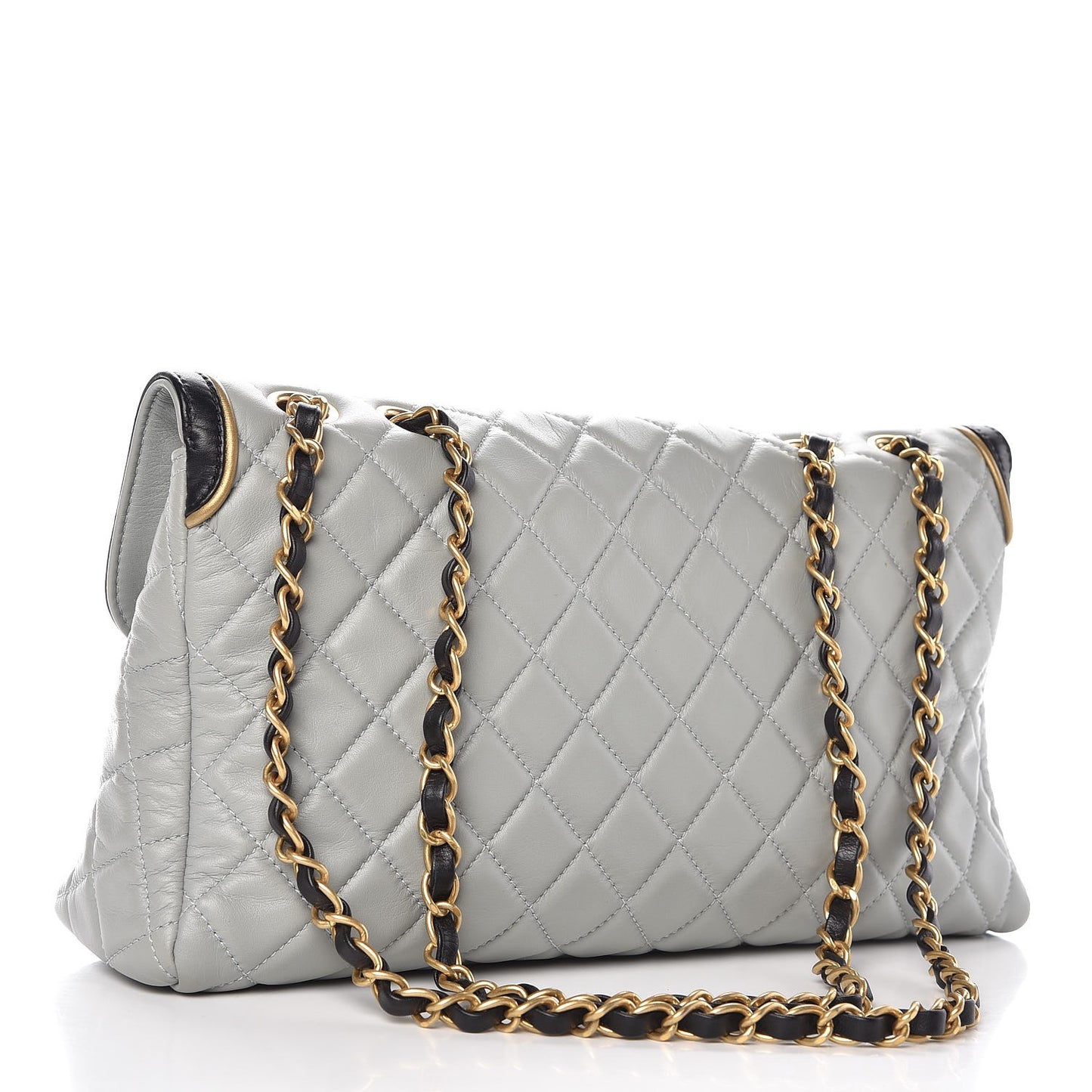Lambskin Quilted Mademoiselle East West Flap Light Grey