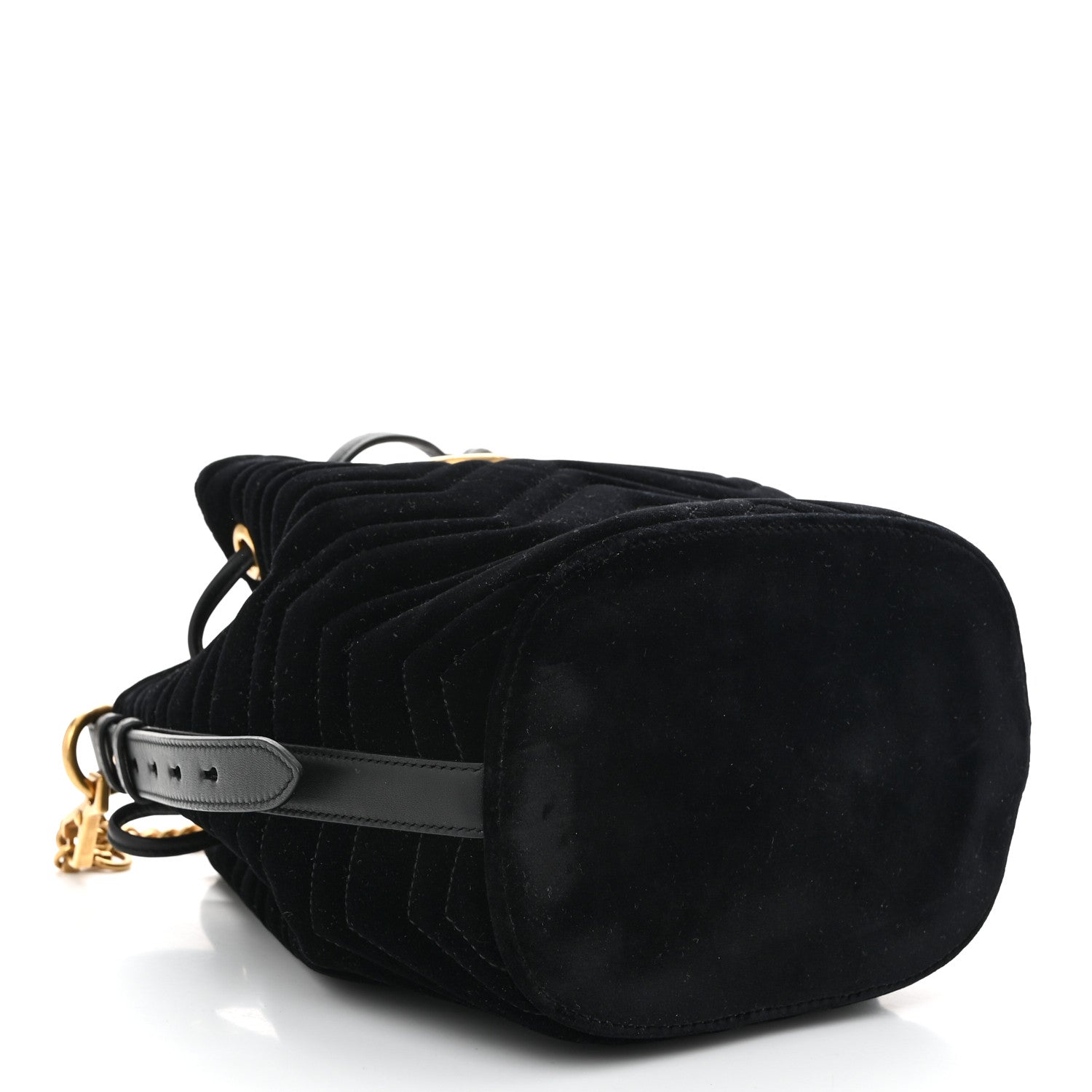 Gucci Velvet Matelasse GG Marmont Bucket Bag Black Black 4 of 9