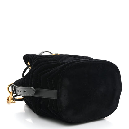 Gucci Velvet Matelasse GG Marmont Bucket Bag Black Black 4 of 9