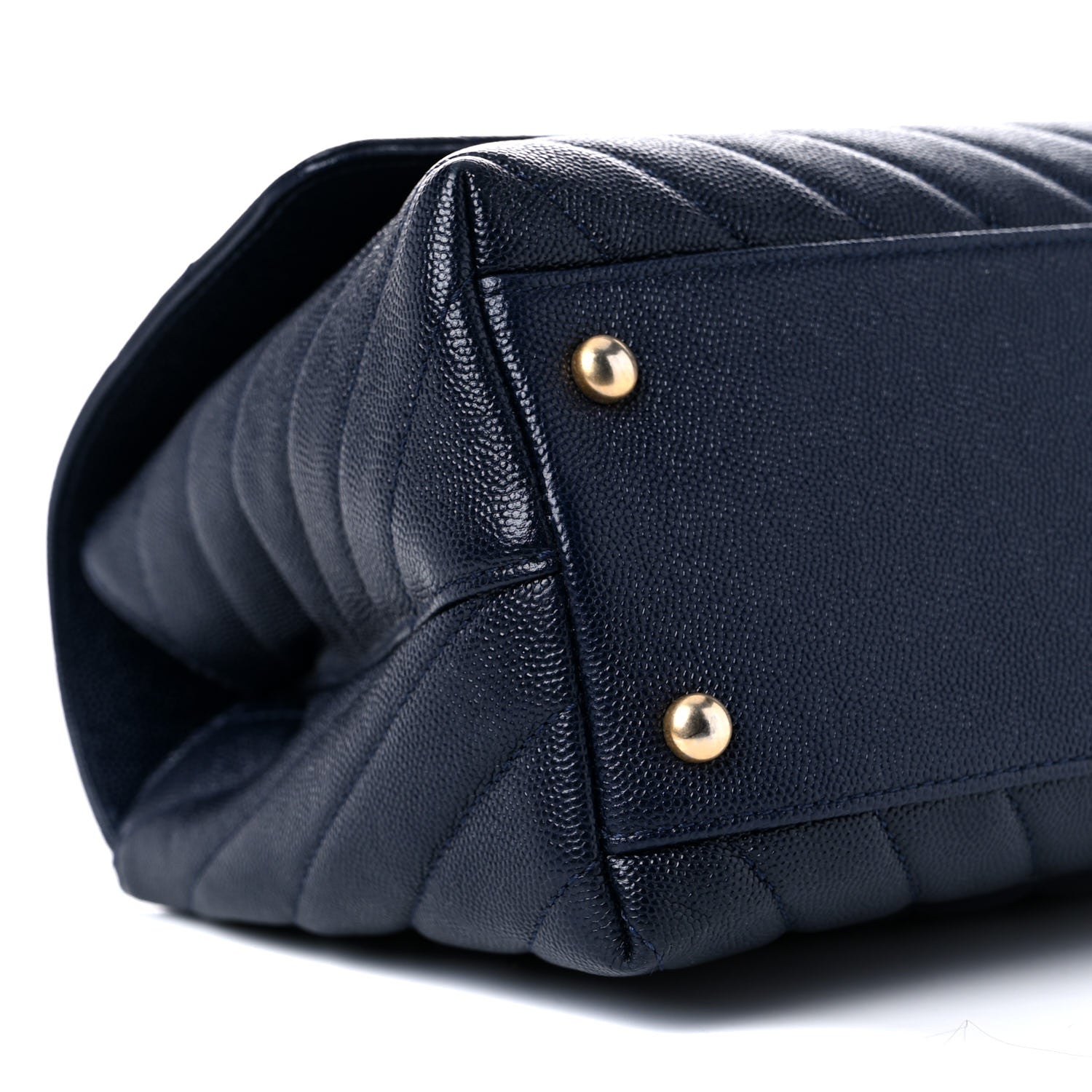 Chanel Caviar Lizard Quilted Chevron Small Coco Handle Flap Navy Blue 8 of 12