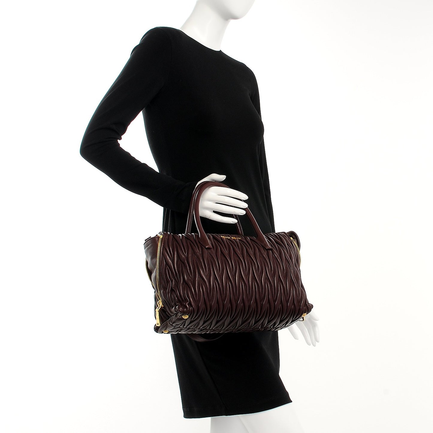 Nappa Matelasse Large Trapeze Zip Tote Granato