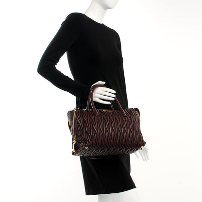 Miu Miu Nappa Matelasse Large Trapeze Zip Tote Granato 2 of 9