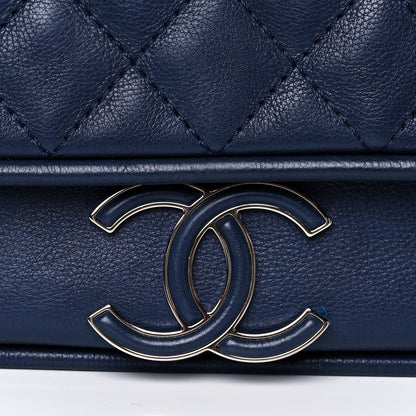 Chanel Calfskin Stitched Flap Bag Navy 8 of 12