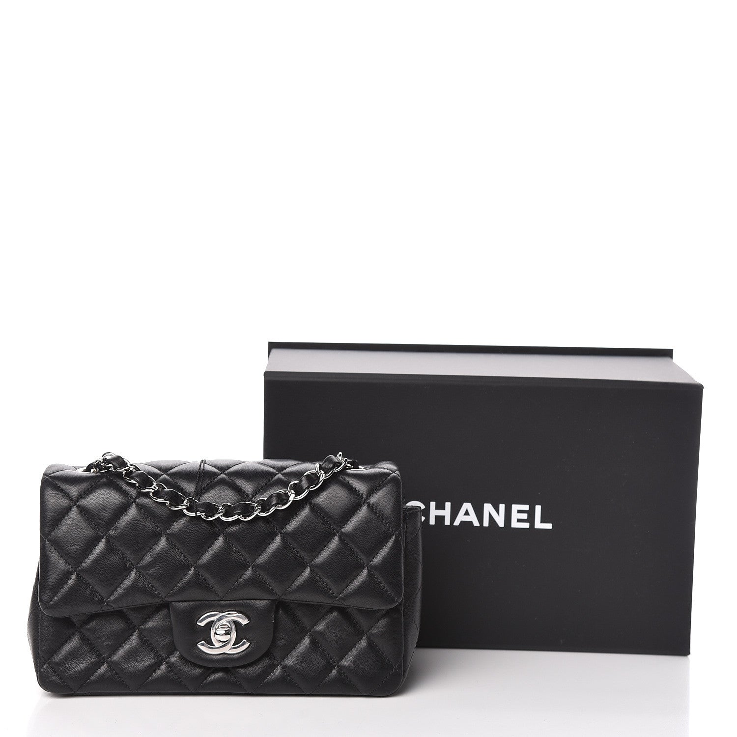 Chanel Lambskin Quilted Mini Rectangular Flap Black 13 of 13