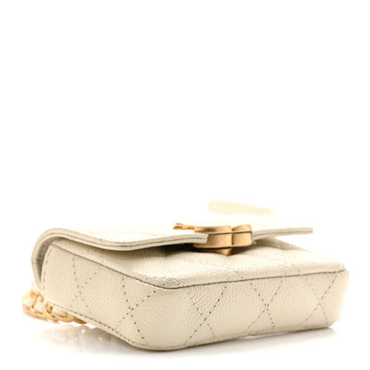 Chanel Shiny Caviar Quilted Chain Melody Belt Bag White 4 of 11