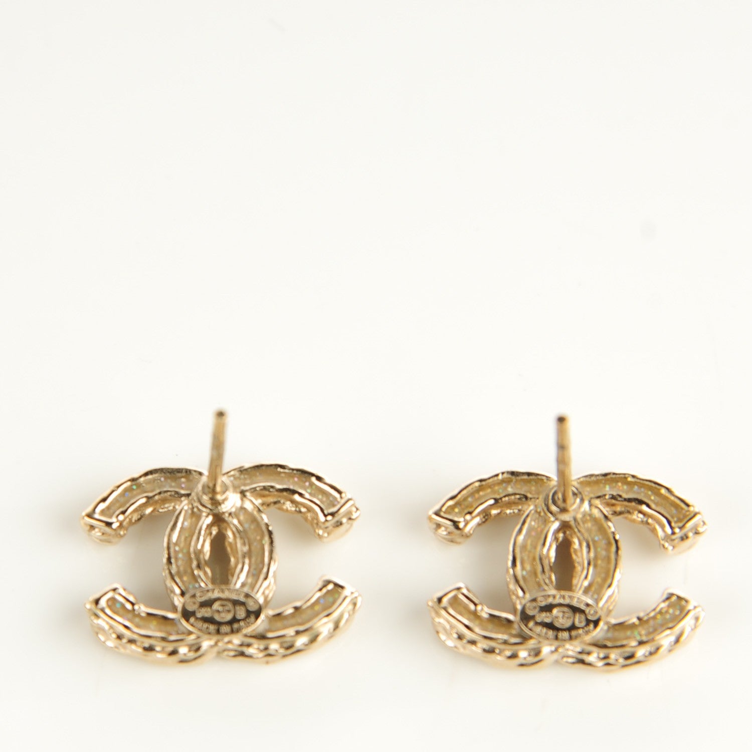 Chanel Crystal CC Earrings Light Gold 3 of 5