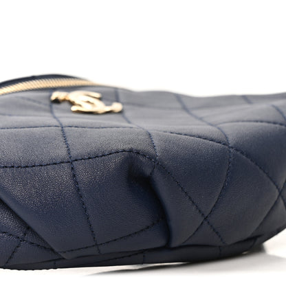 Chanel Lambskin  Quilted Resin Bi-Color Waist Bag Fanny Pack Navy Blue 9 of 10