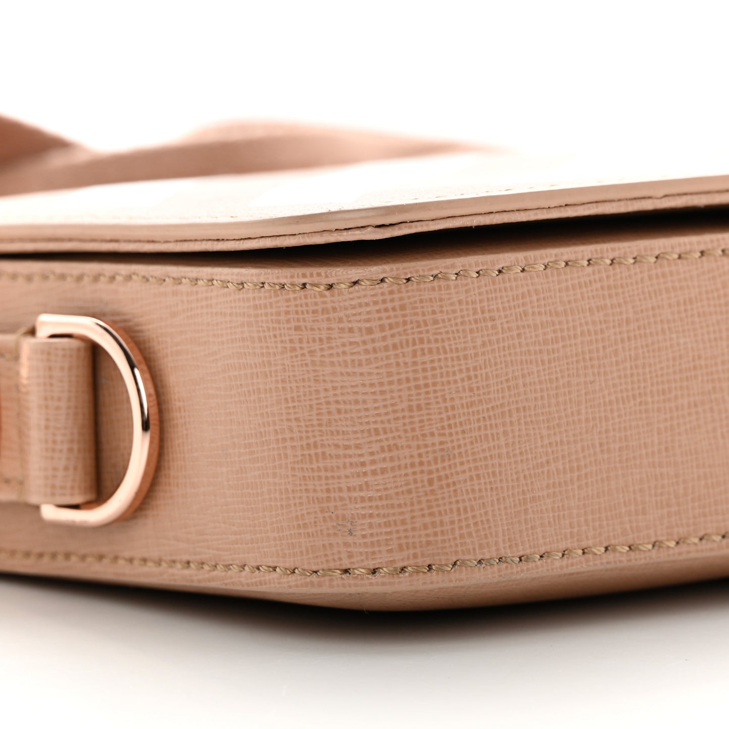 Saffiano Striped Mini Diag Bag Nude White