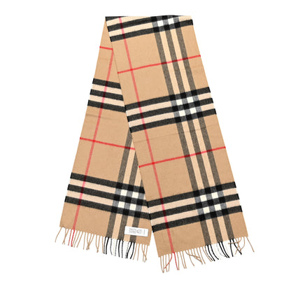 Burberry Cashmere Giant Check Fringe Scarf Archive Beige 2 of 3