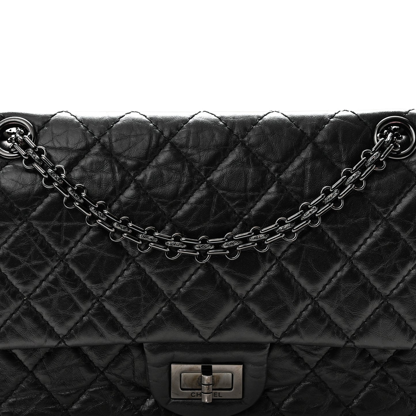 Aged Calfskin Quilted 2.55 Reissue 225 Flap So Black