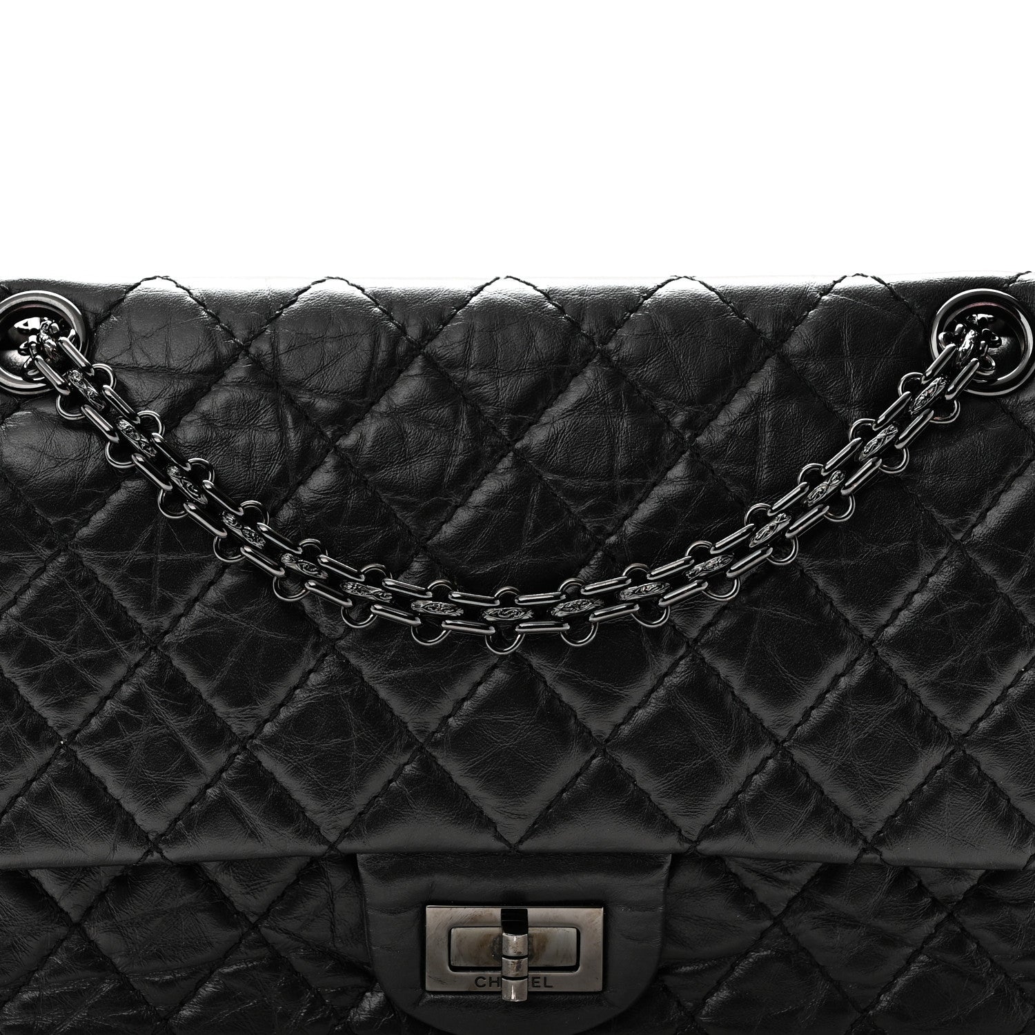 Chanel Aged Calfskin Quilted 2.55 Reissue 225 Flap So Black 8 of 10