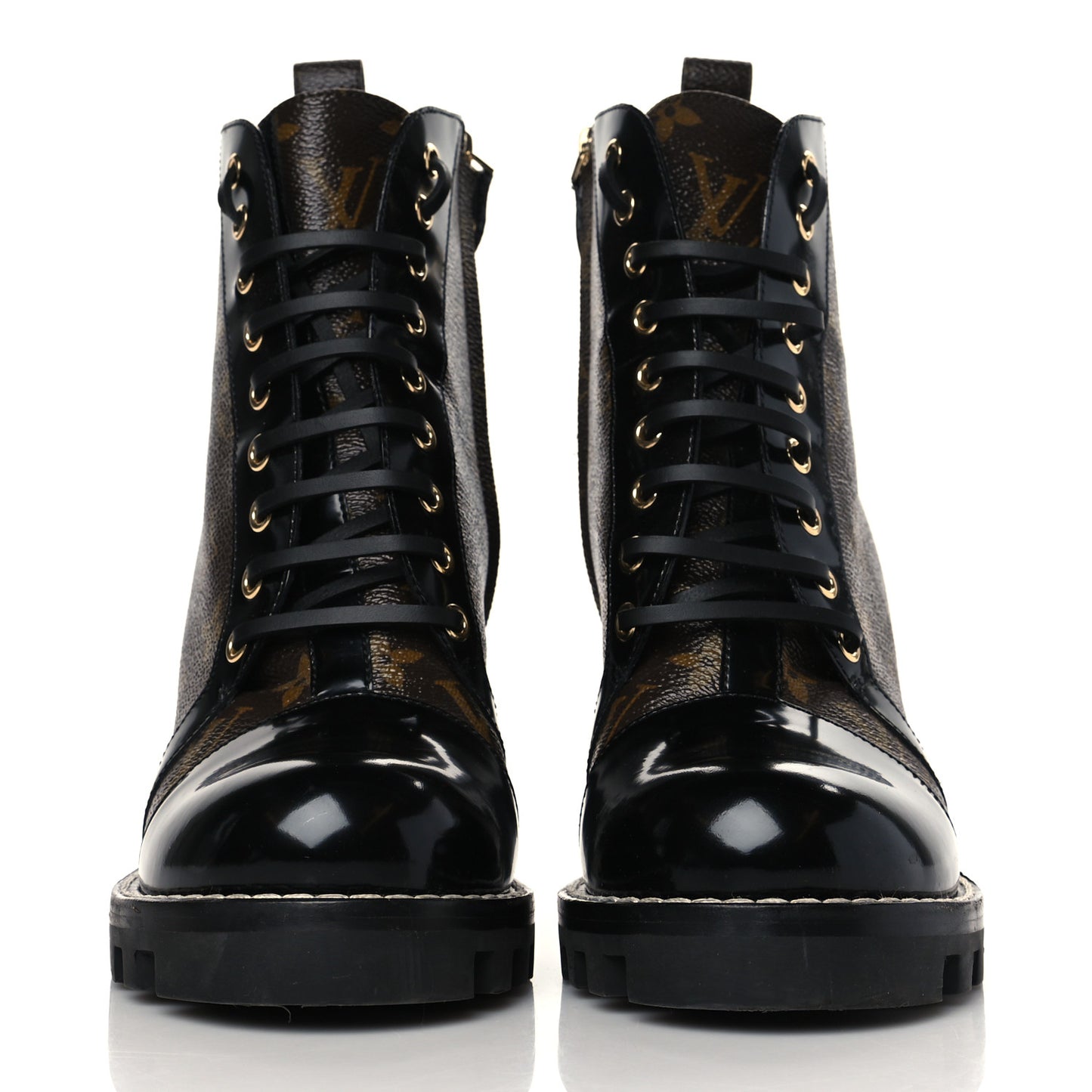 Patent Calfskin Monogram Star Trail Ankle Boots 40 Black