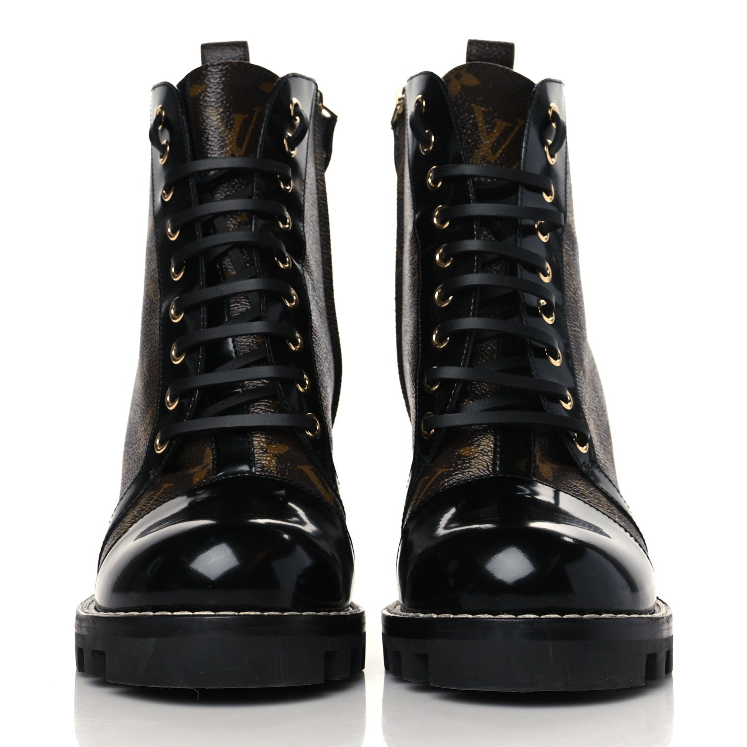 Louis Vuitton Patent Calfskin Monogram Star Trail Ankle Boots 40 Black 2 of 10