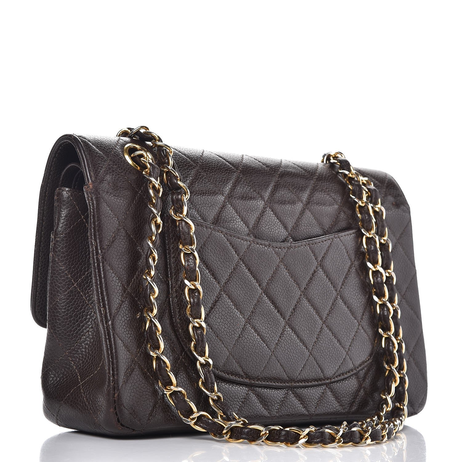 Chanel Caviar Quilted Medium Double Flap Brown 4 of 11