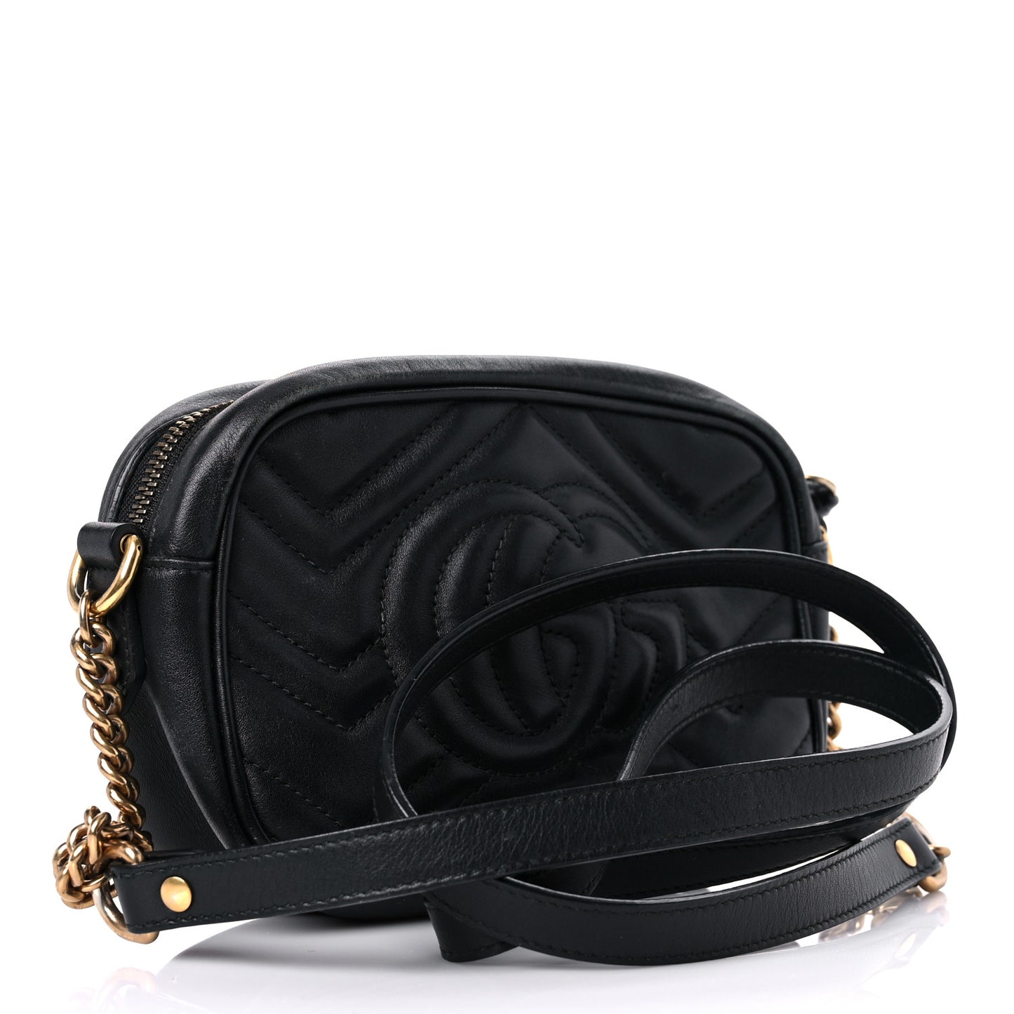 Calfskin Matelasse Mini GG Marmont Chain Shoulder Bag Black