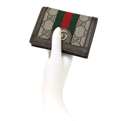 Gucci GG Supreme Monogram Web Ophidia Card Case Beige New Acero 2 of 7