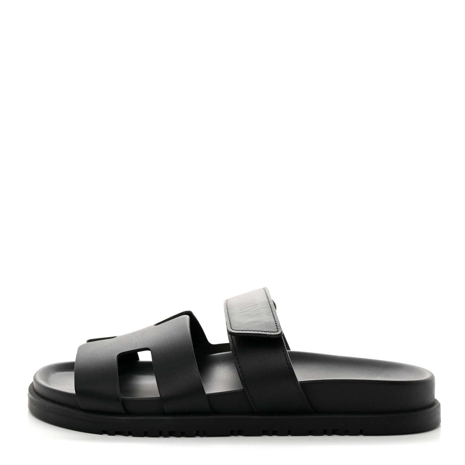 Hermes Calfskin Womens Chypre Sandals 38 Black 1 of 9