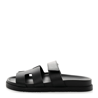 Hermes Calfskin Womens Chypre Sandals 38 Black 1 of 9