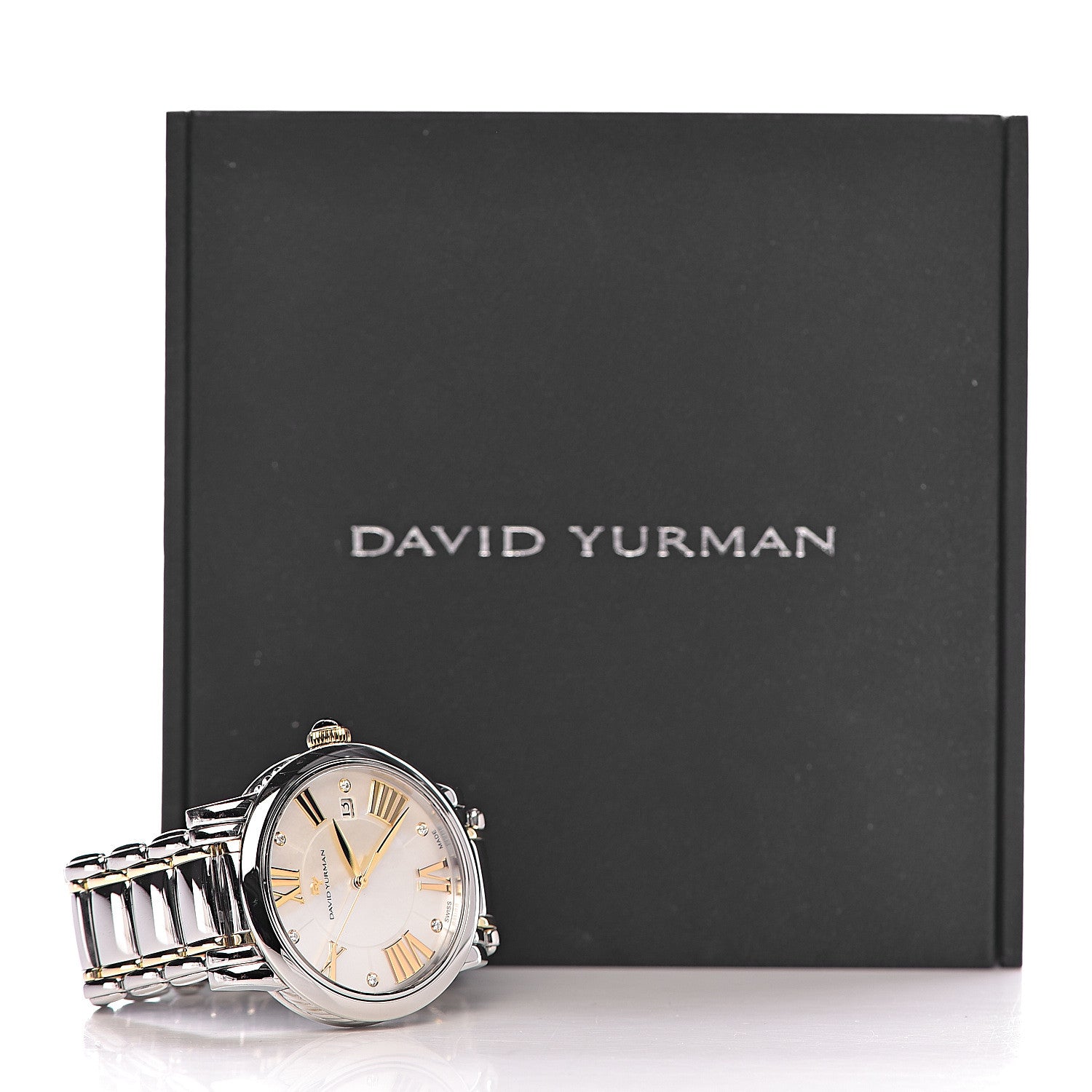 David Yurman Stainless Steel 18K Yellow Gold Diamond Mother of Pearl 38mm Classic Quartz Watch 8 of 8