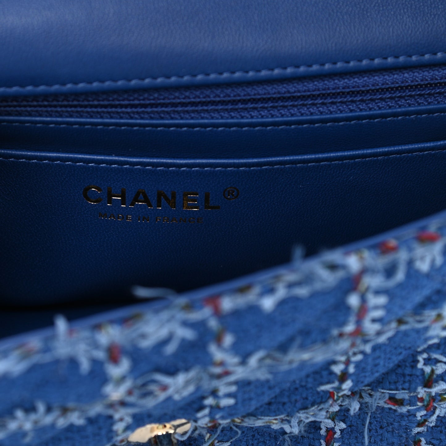 Tweed Quilted Mini Rectangular Flap Blue Multicolor