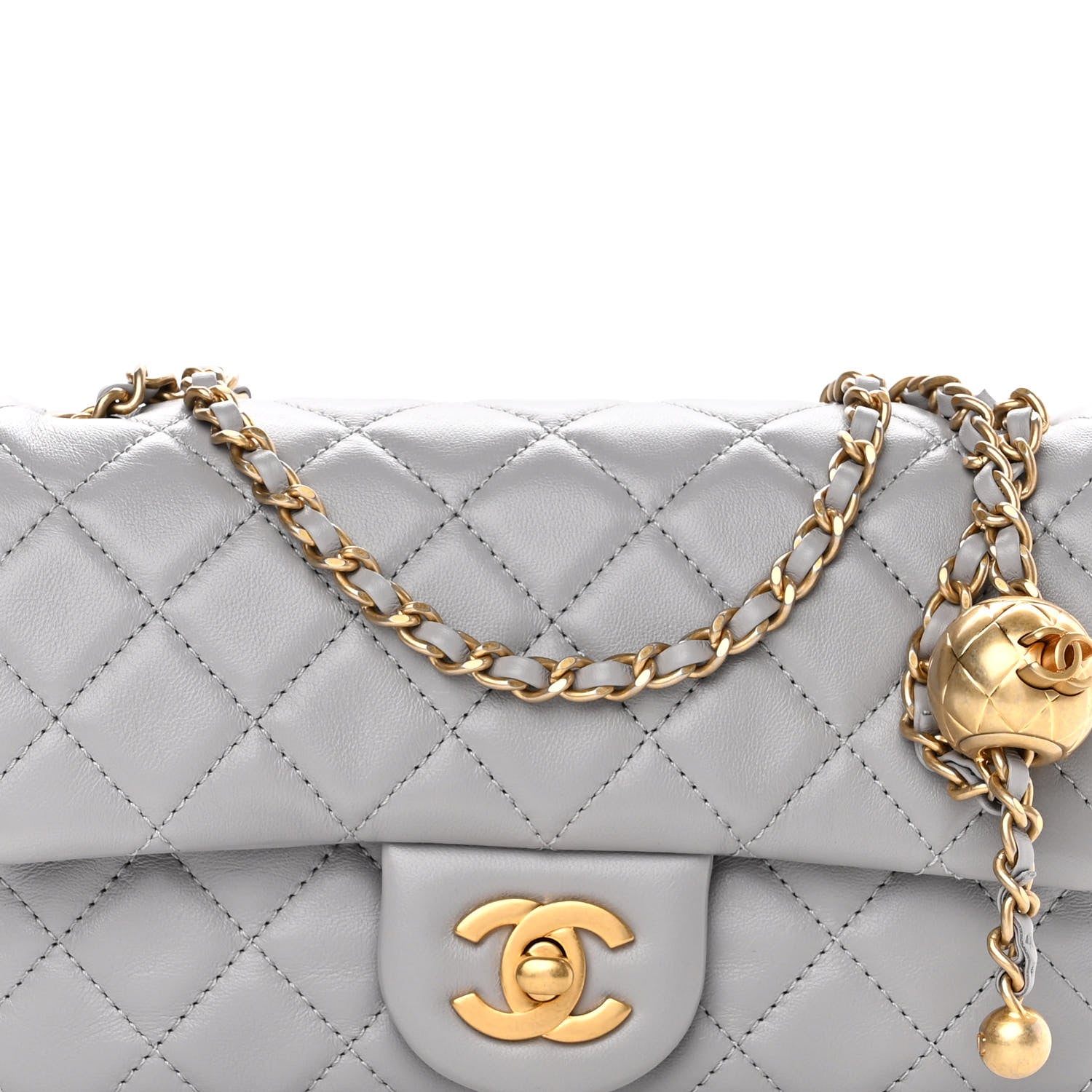 Chanel Lambskin Quilted Mini Rectangular Pearl Crush Flap Grey
