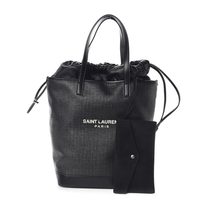 Saint Laurent Linen Canvas Teddy Shopping Bag Black 1 of 11