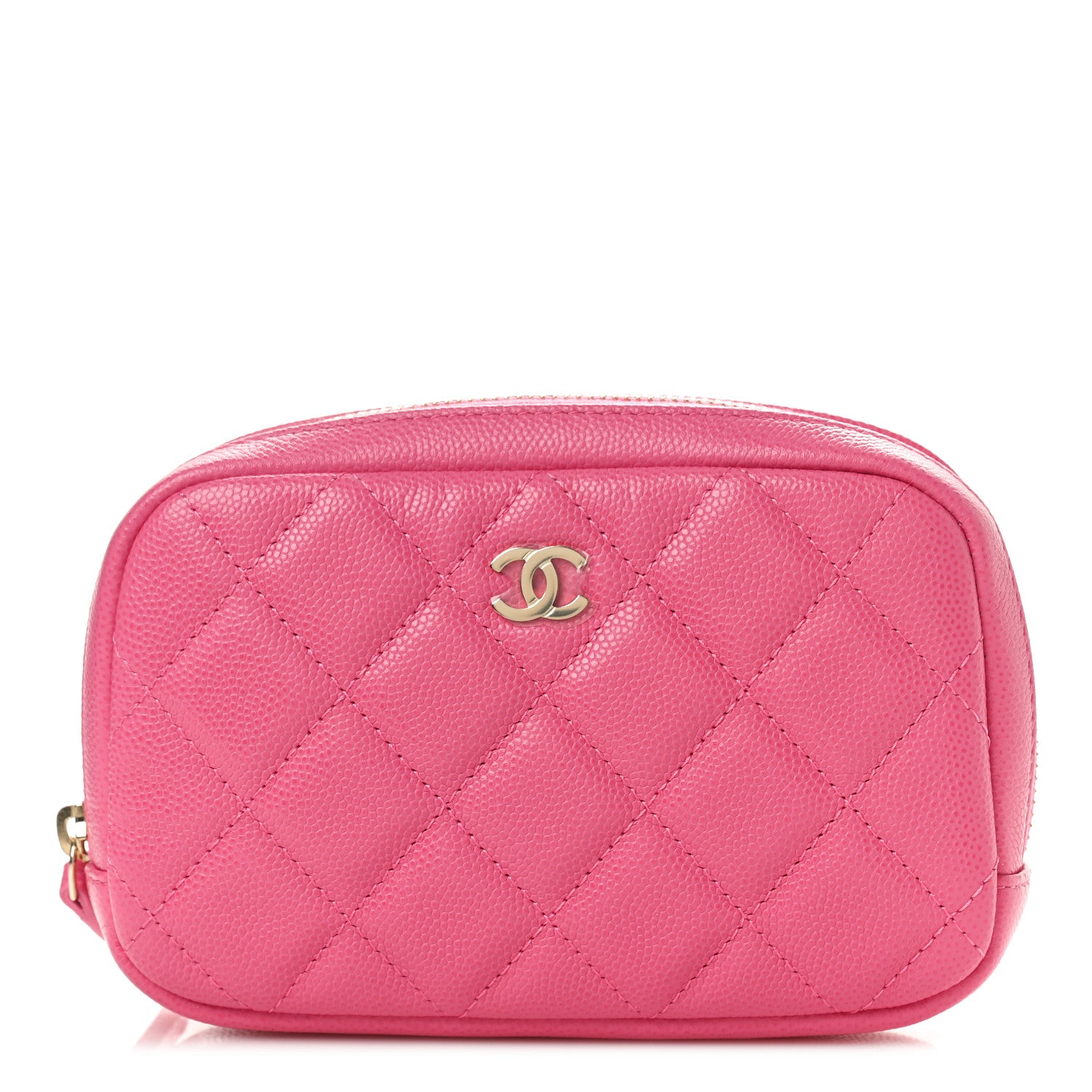 Chanel Caviar Quilted Small Curvy Pouch Cosmetic Case Pink 1 of 9