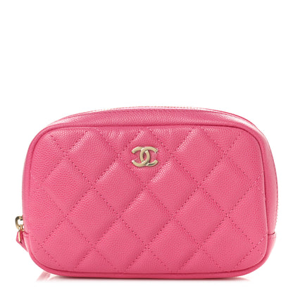 Chanel Caviar Quilted Small Curvy Pouch Cosmetic Case Pink 1 of 9