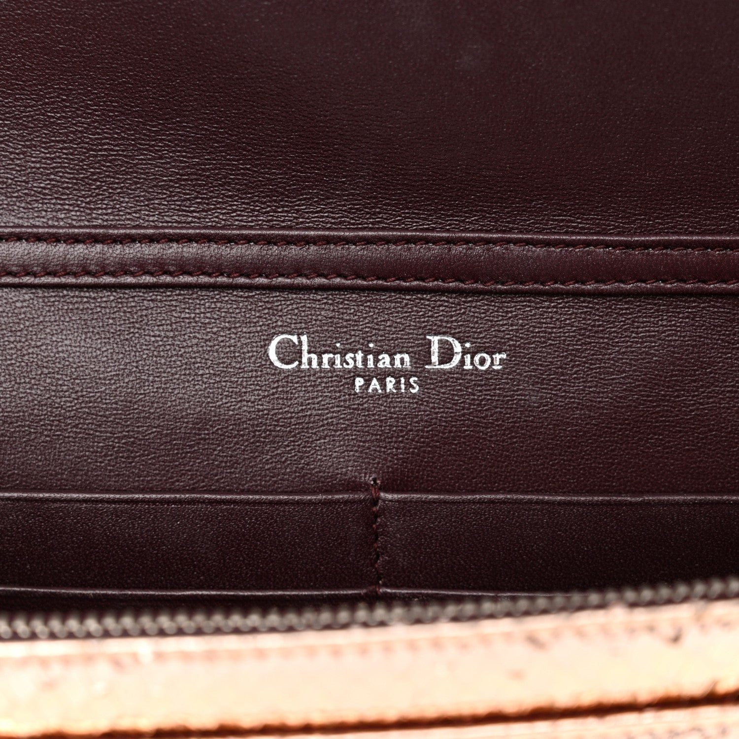 Christian Dior Snakeskin Diorama Wallet on Chain Pouch Rose Gold 6 of 16