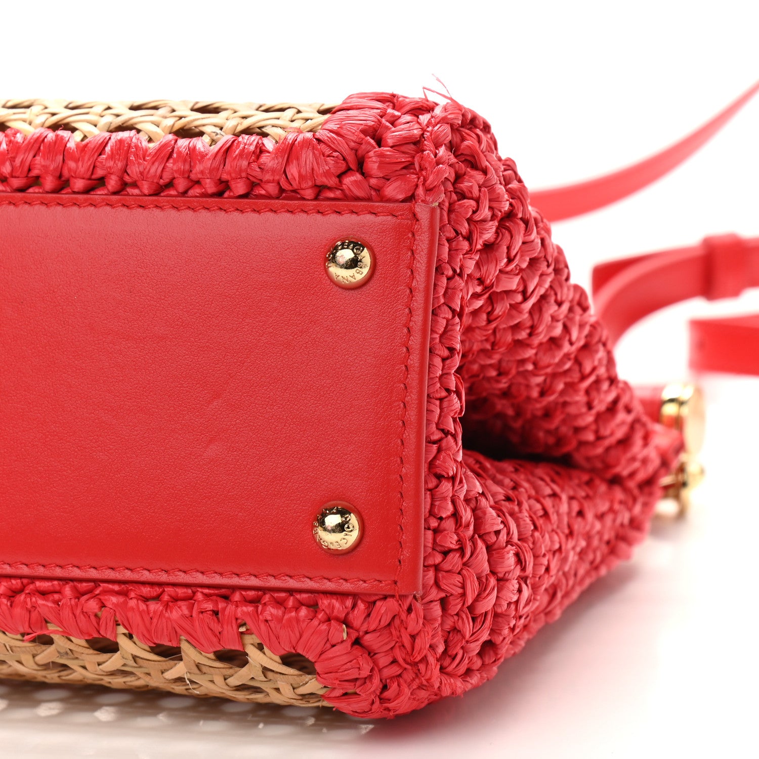 Dolce & Gabbana Woven Raffia Miss Sicily Satchel Red 10 of 10