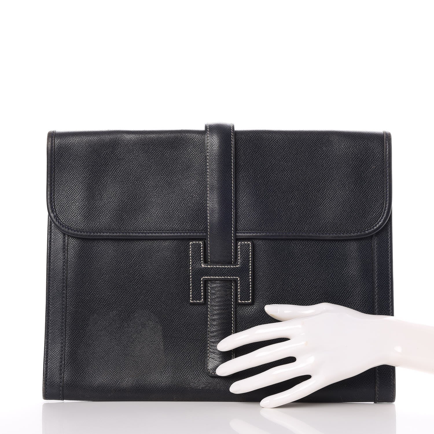 Hermes Courchevel Jige GM Clutch Indigo 2 of 9
