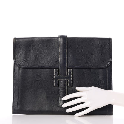 Hermes Courchevel Jige GM Clutch Indigo 2 of 9