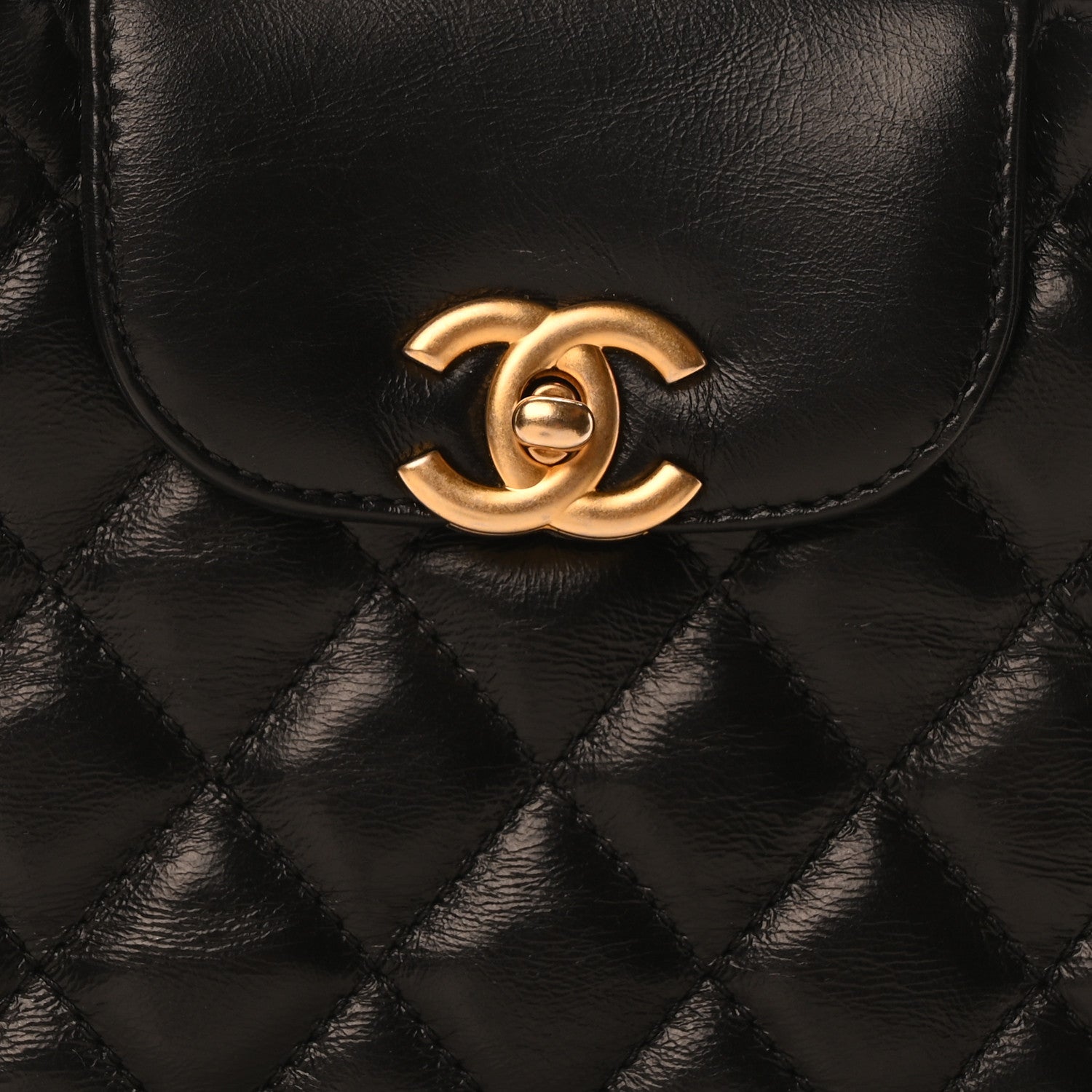 Chanel Shiny Aged Calfskin Quilted Nano Kelly Shopper Black 8 of 11