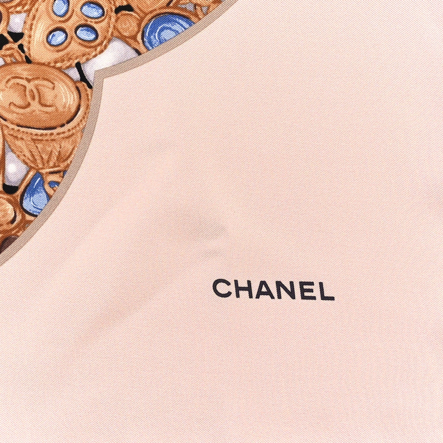 Chanel Silk CC Logo Square Scarf Light Pink Multicolor 2 of 3