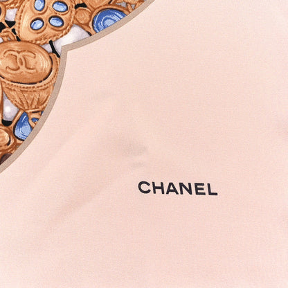 Chanel Silk CC Logo Square Scarf Light Pink Multicolor 2 of 3