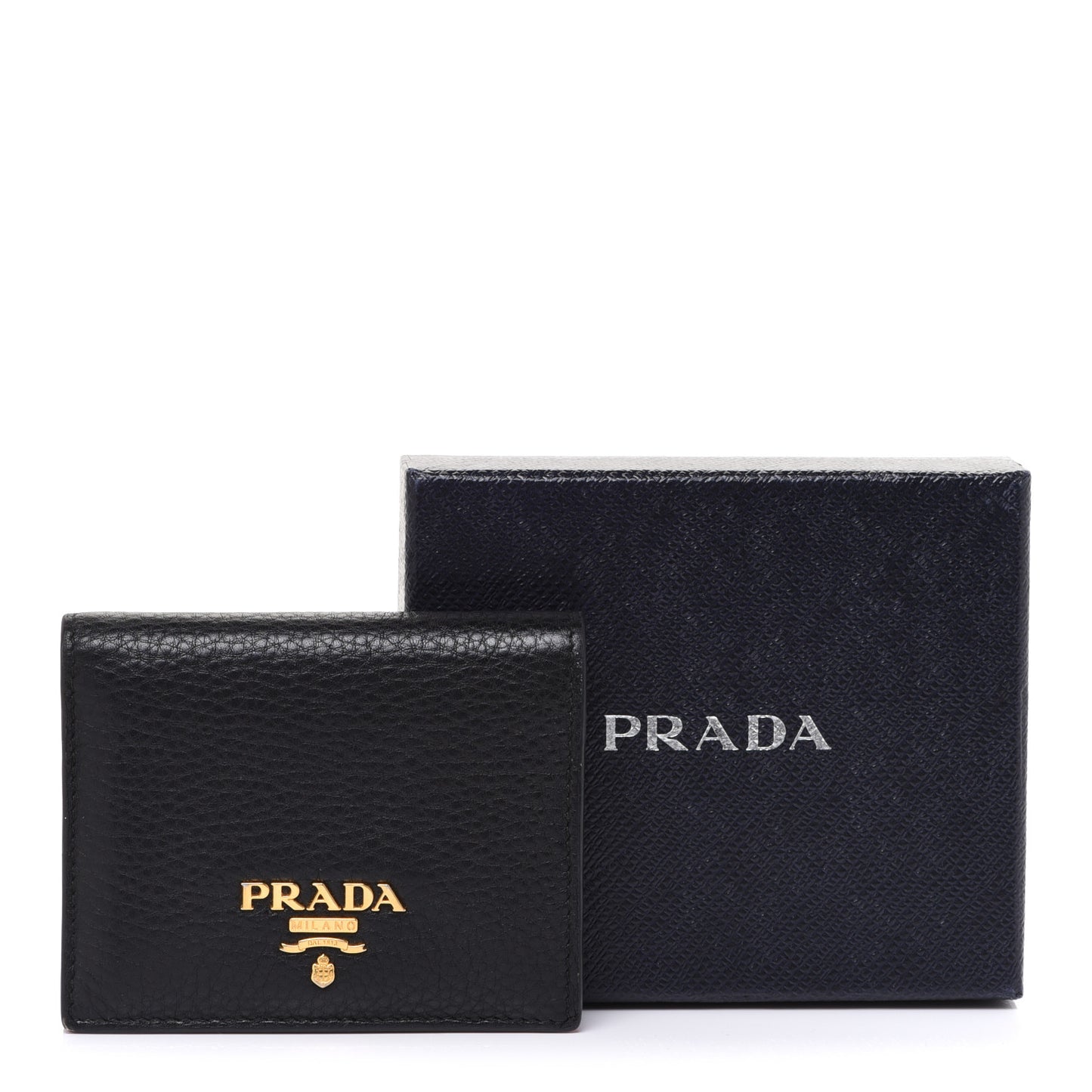 Vitello Daino Small Bi-Fold Wallet Black Fuoco