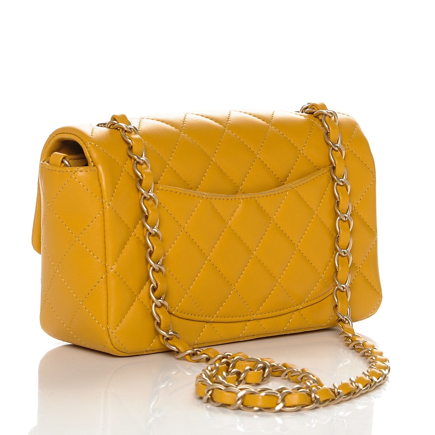 Chanel Lambskin Quilted Mini Rectangular Flap Yellow 3 of 7