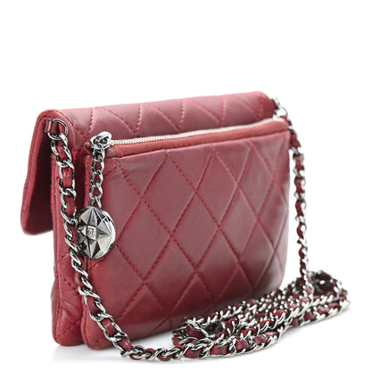 Chanel Lambskin Quilted Mini Mineral Nights Flap Crossbody Bag Dark Red 3 of 10