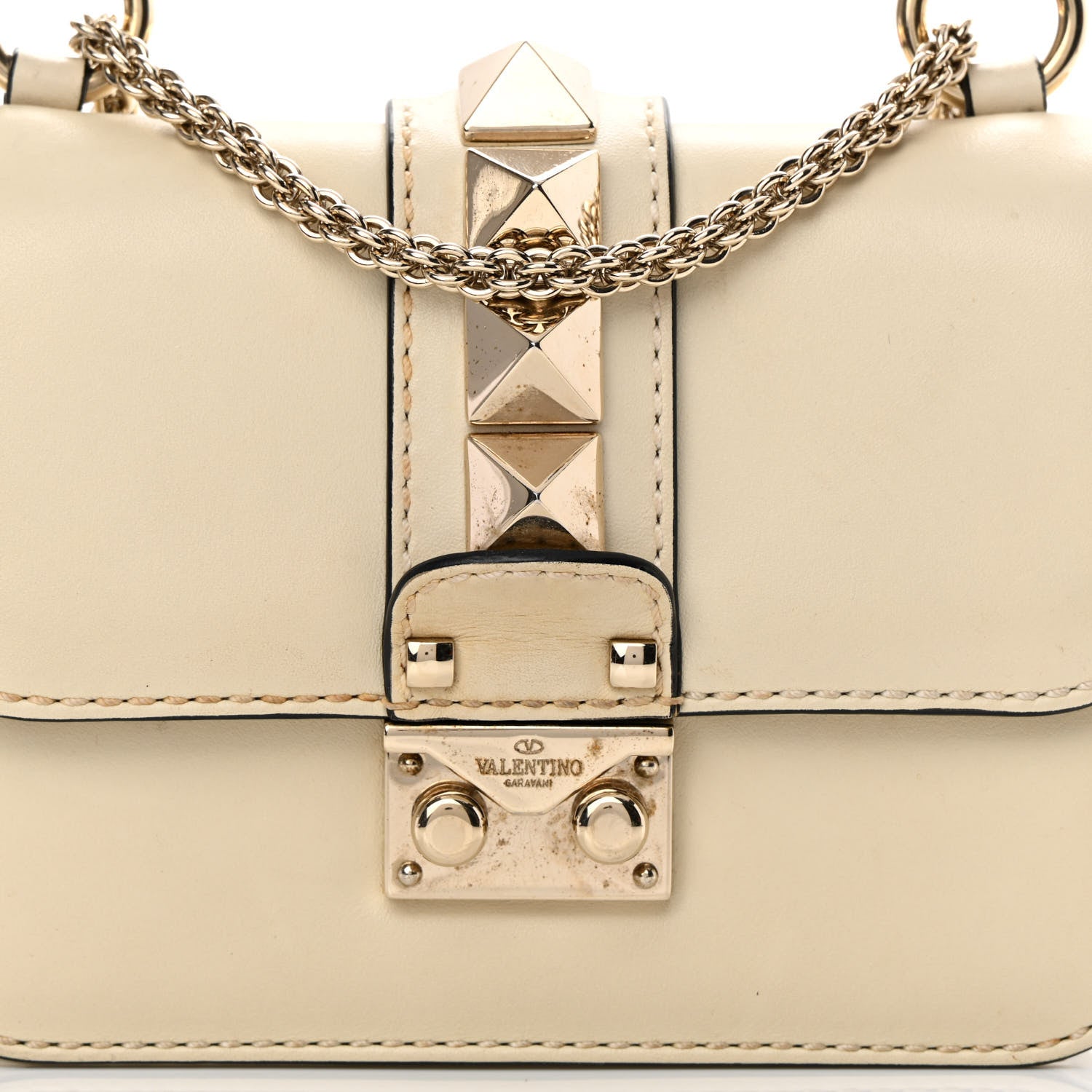 Valentino Garavani Vitello Mini Glam Lock Rockstud Flap White 7 of 18