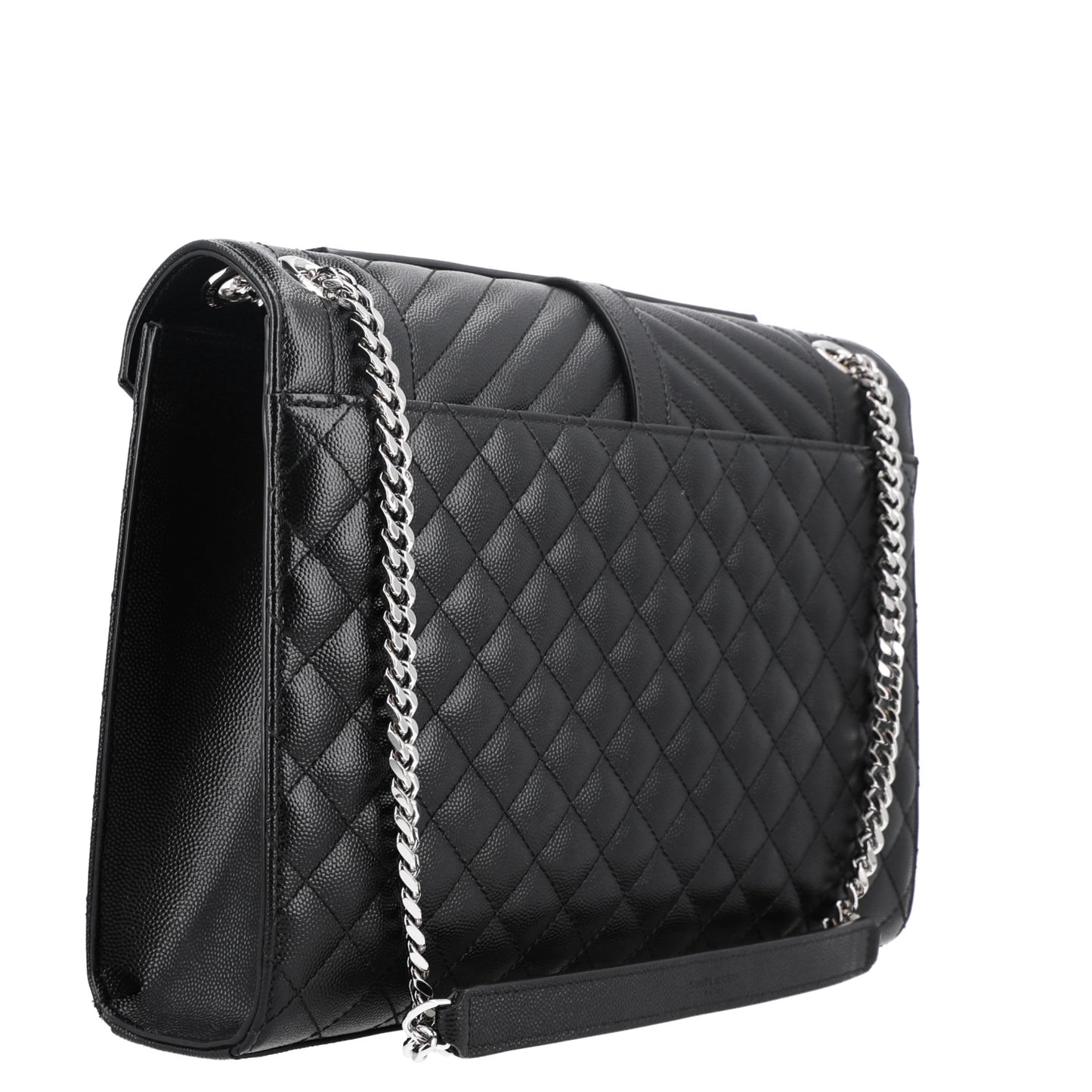 Grain De Poudre Textured Mixed Matelasse Large Triquilt Monogram Satchel Black