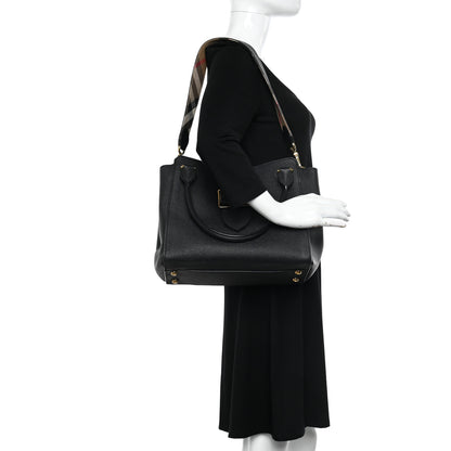 Burberry Soft Grain Calfskin Medium Buckle Tote Black 2 of 11