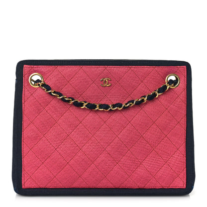 Chanel Wool Grosgrain Quilted Shoulder Bag Pink Black 1 of 9