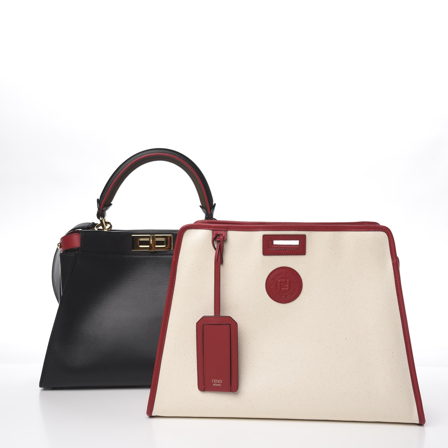 Fendi Vitello Seta Century Nappa Medium Peekaboo Iconic Defender Satchel Black Fragola Maya 2 of 12