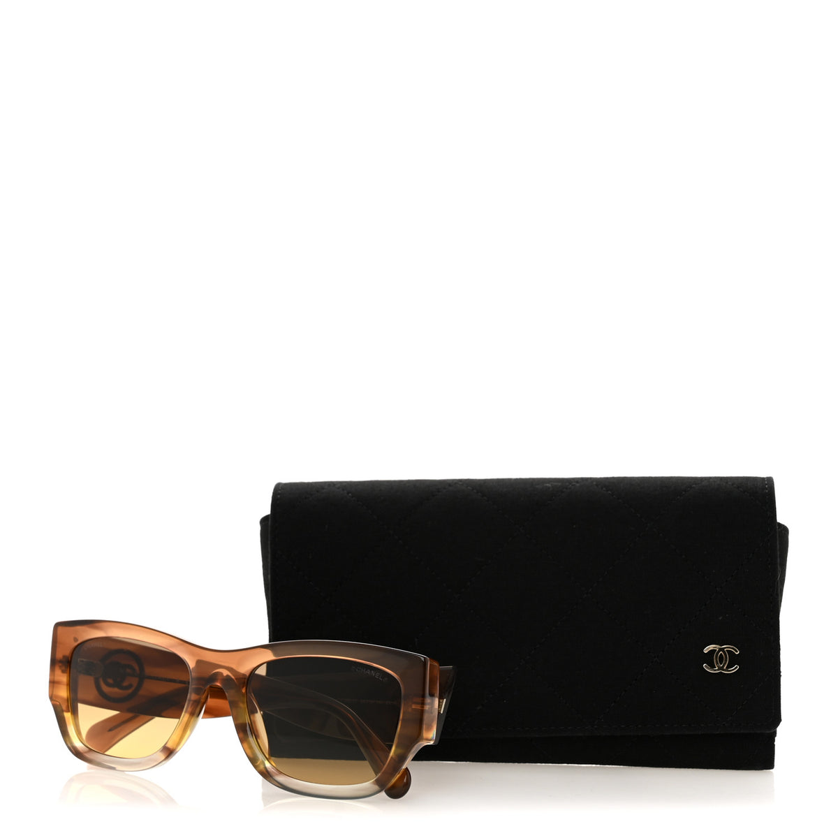 Chanel Acetate Rectangle Sunglasses 5507-A Brown Orange 8 of 8