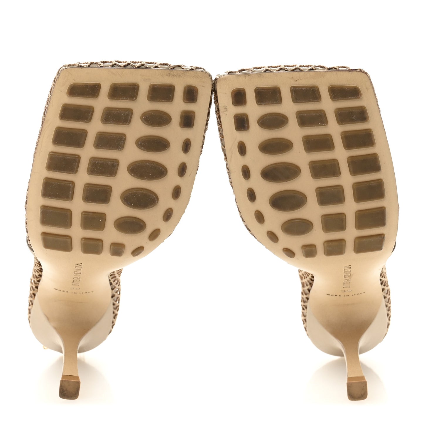 Mesh Calfskin Chain Stretch Pumps 39 Beige
