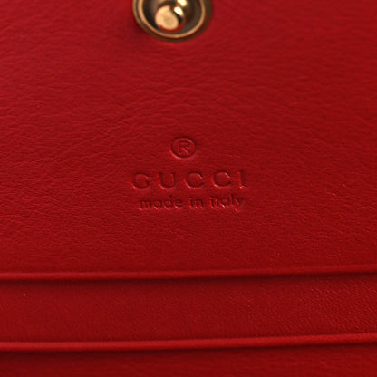 Gucci Calfskin Matelasse GG Marmont Card Case Wallet Hibiscus Red 7 of 11
