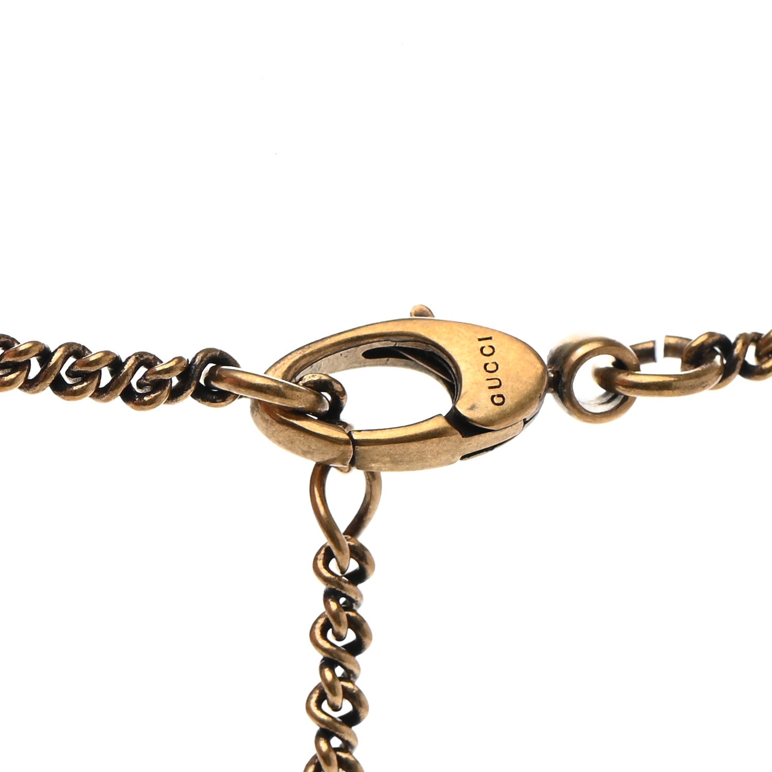 Gucci Metal Brass Swarovski Lion Head Necklace Gold Sapphire Blue 5 of 7