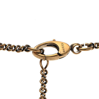 Gucci Metal Brass Swarovski Lion Head Necklace Gold Sapphire Blue 5 of 7
