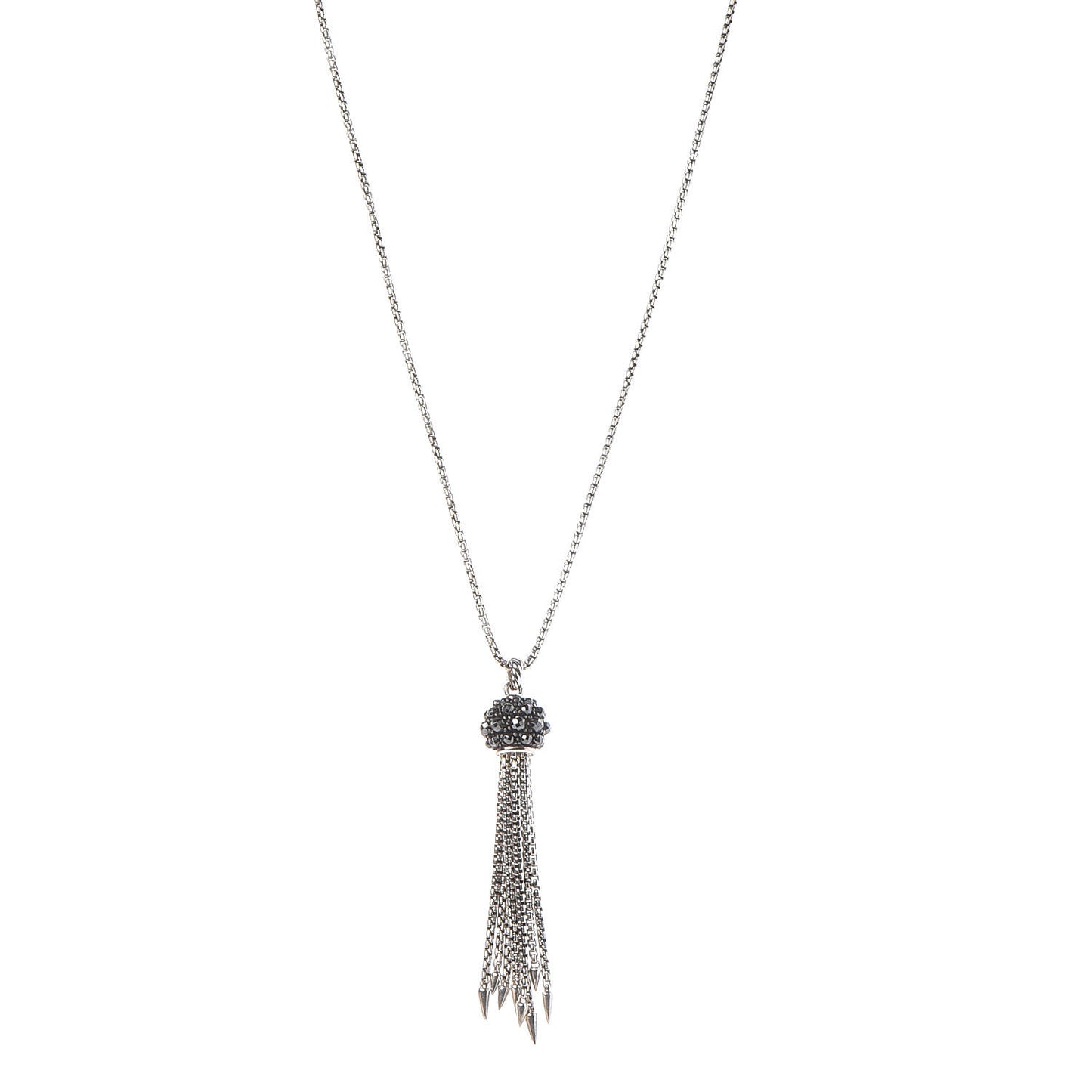 Sterling Silver Hematine Cable Berries Tassel Pendant Necklace